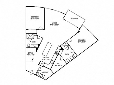 Sentral Old Town - B13 2BR 2BA Floor Plan